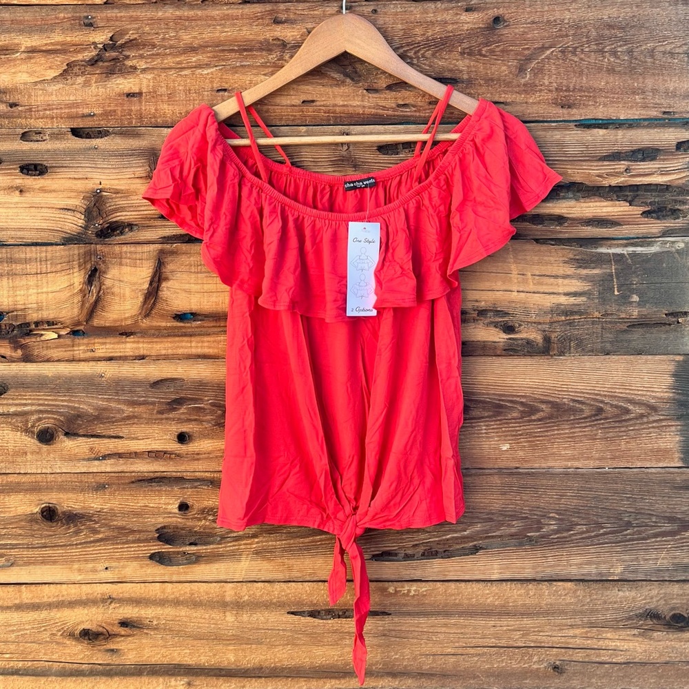 CHA CHA VENTE | NWT Cold Shoulder Burnt Orange Top L